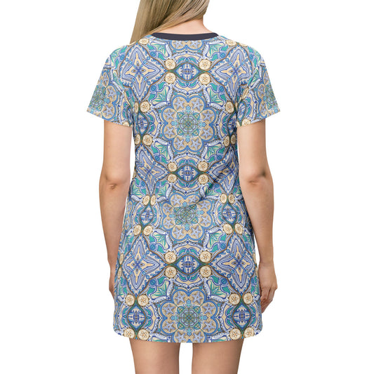 Ocean Tide Mandala T-Shirt Dress | Mandala All-Over Print