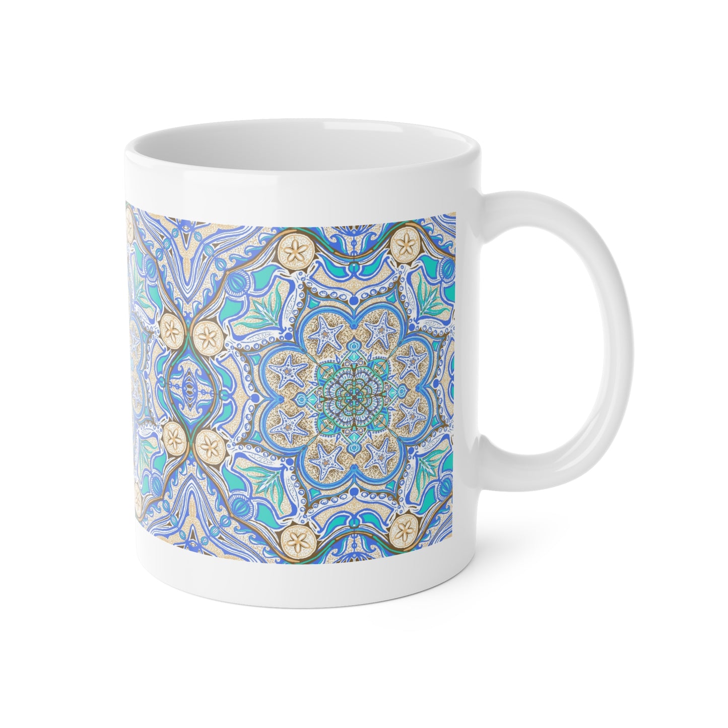 Ocean Tide Mandala Mug | Ceramic | 11 oz | Tea & Coffee Cup