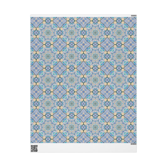 Ocean Tide Mandala Gift Wrapping Paper - Hand Drawn Print - 30x36