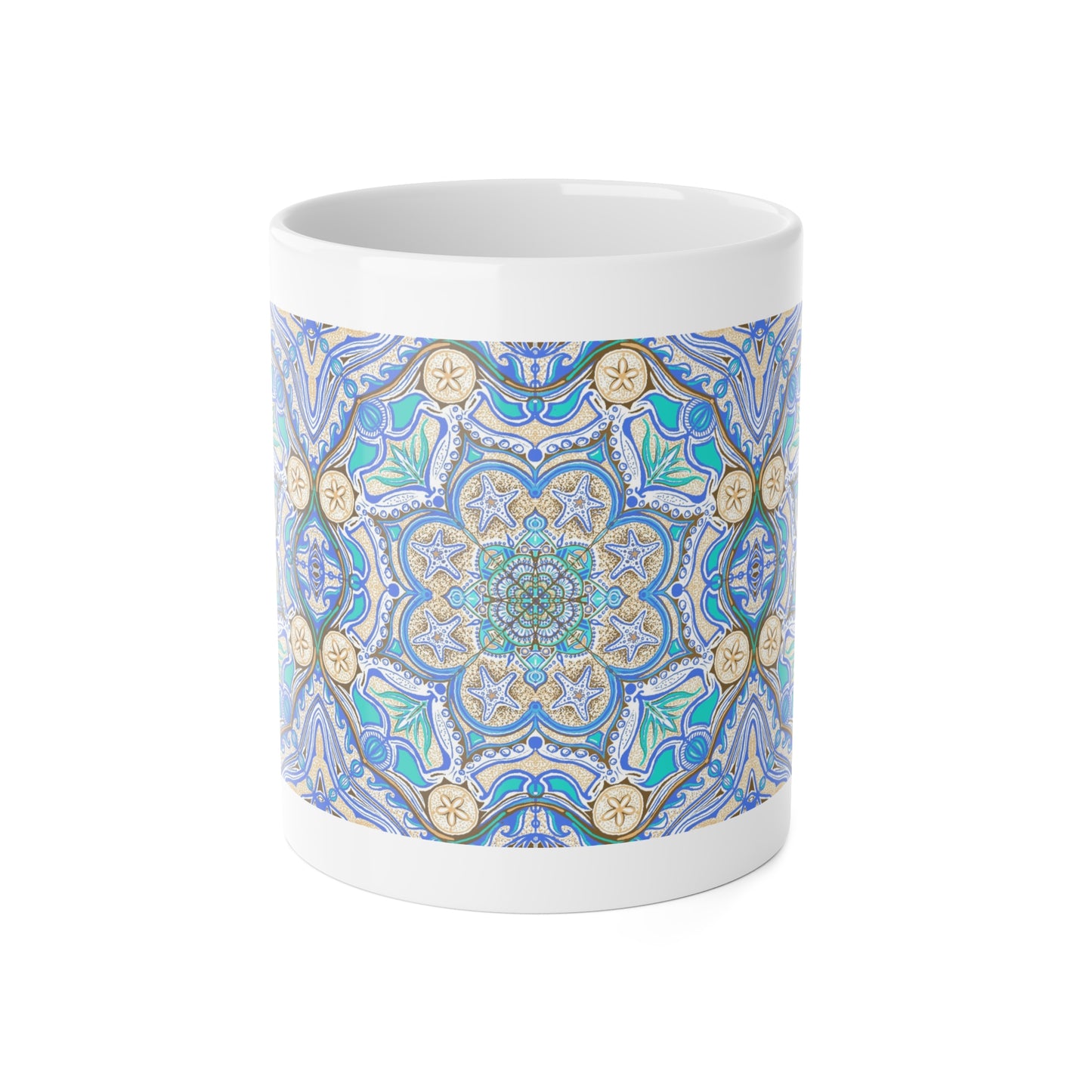 Ocean Tide Mandala Mug | Ceramic | 11 oz | Tea & Coffee Cup
