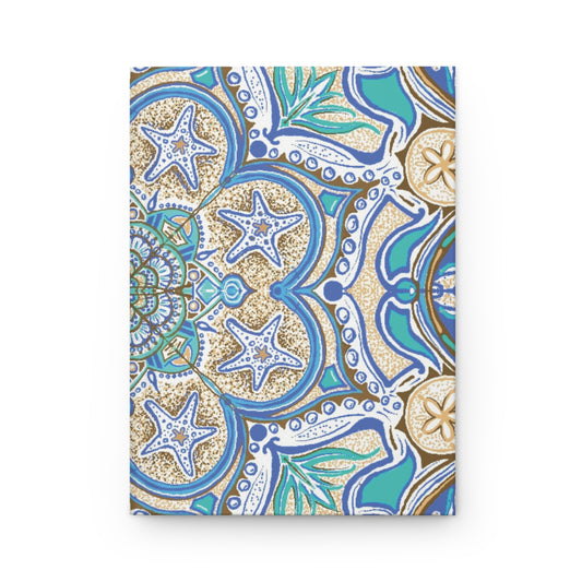Ocean Tide Mandala Hardcover Journal | Beachy Nautical Notebook