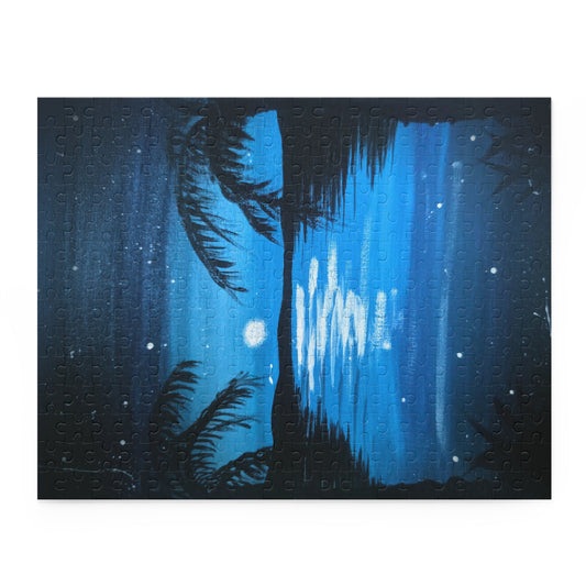Blue Moon Lagoon Puzzle - Hand Painted Print - 14x11 - 252 pieces