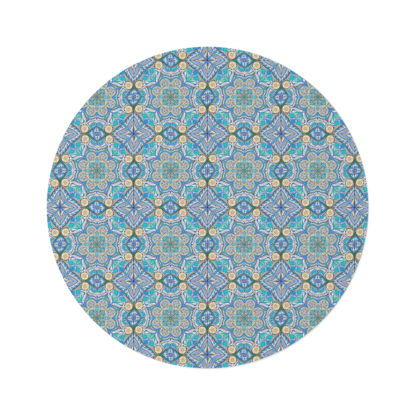 Ocean Tide Mandala Round Floor Rug | 60 x 60