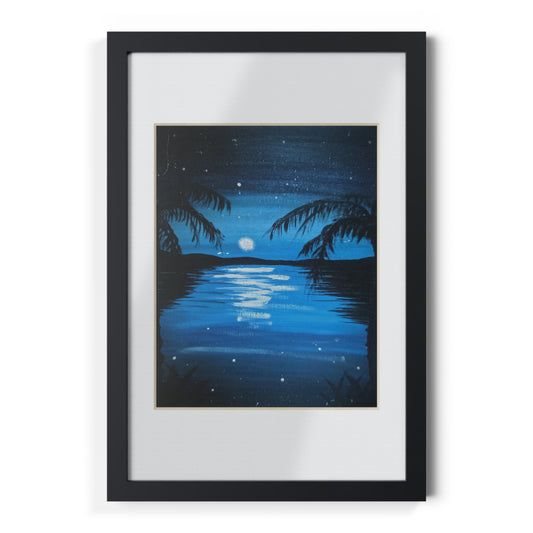 Blue Moon Lagoon Framed Posters - Black Frame - Hand Painted Print 8x10