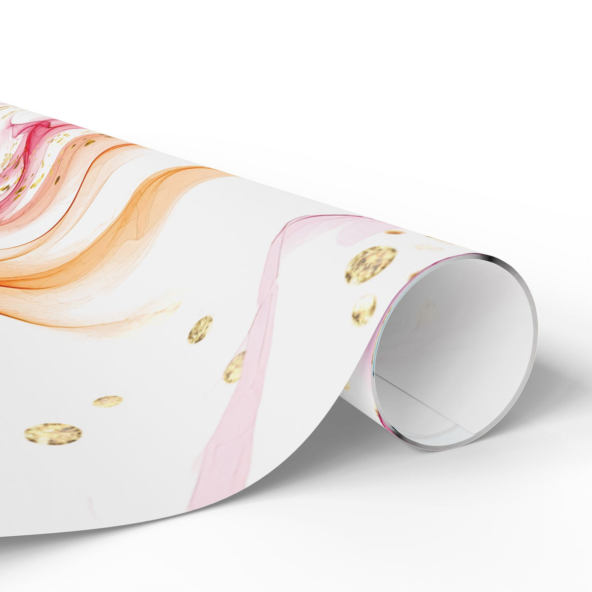 Abstract Marble Wrapping Paper Roll — Colorful Watercolor Smoke with Gold Flecks