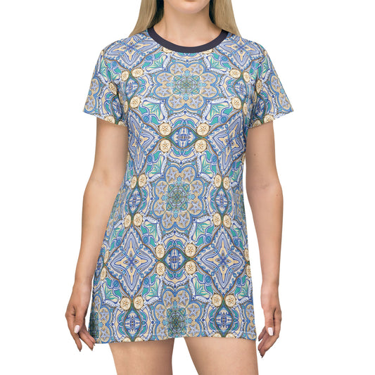 Ocean Tide Mandala T-Shirt Dress | Mandala All-Over Print