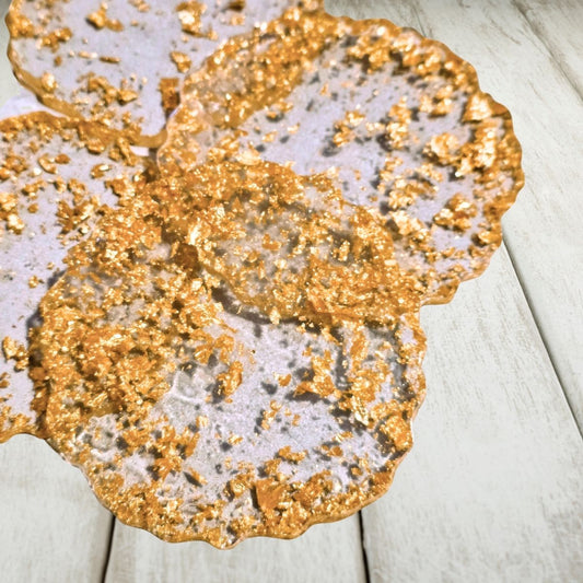 Golden Flecks Coasters | Resin Home Decor