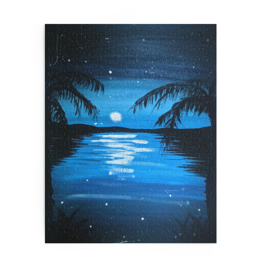 Blue Moon Lagoon Puzzle - Hand Painted Print - 14x11 - 252 pieces
