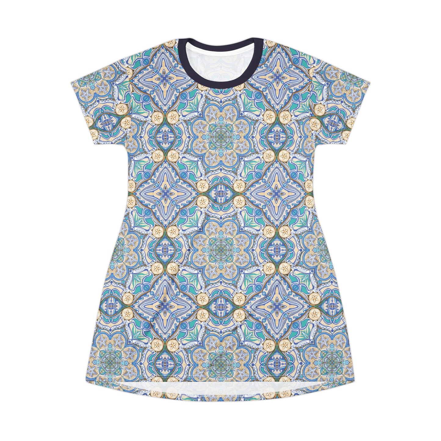 Ocean Tide Mandala T-Shirt Dress | Mandala All-Over Print